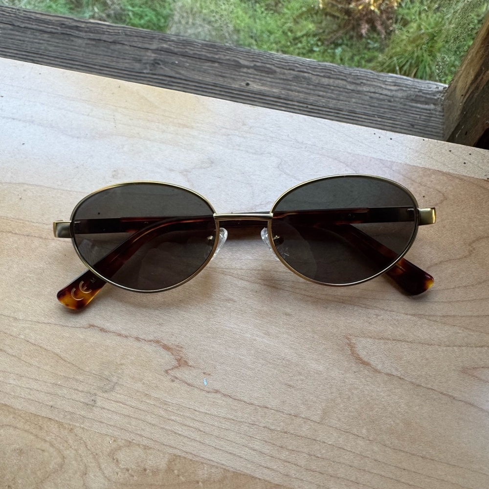 Madewell Gold and Tortoise Oval Sunglasses